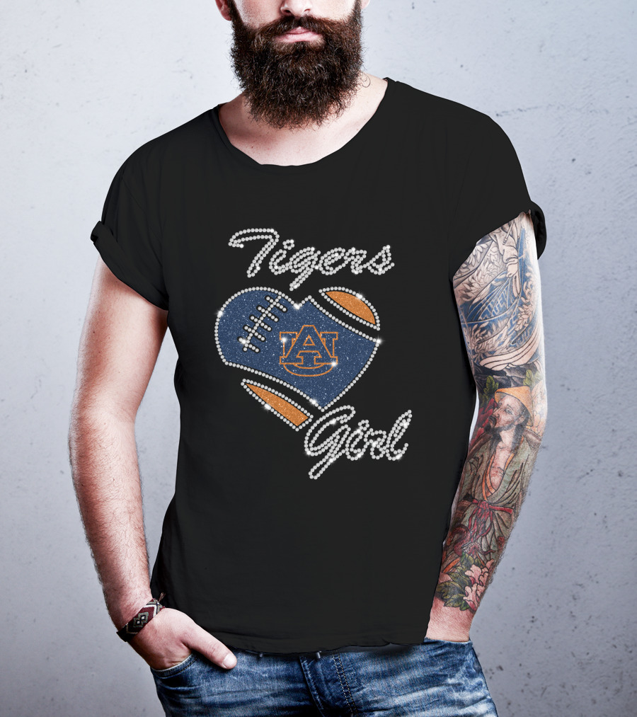 Auburn Tigers Girl Heart Football T-Shirt