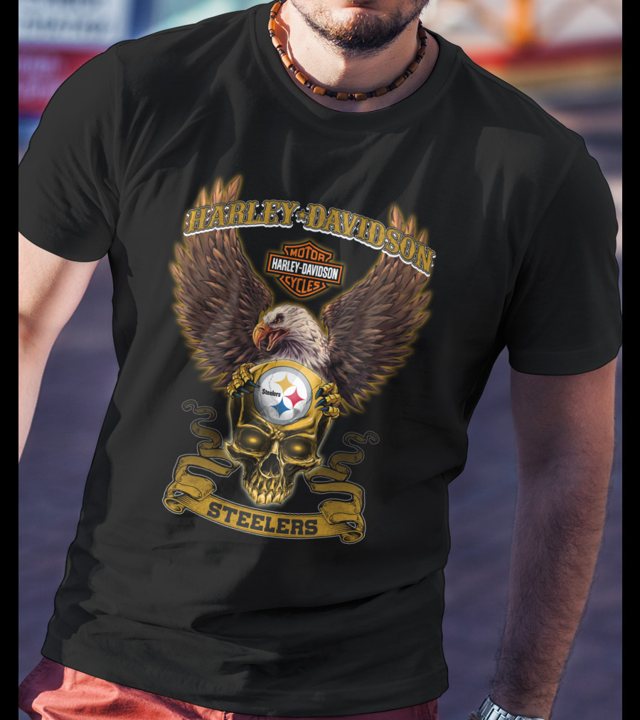 Harley Davidson Motor Cycles Steelers Nfl Pittsburgh Steelers T-Shirt
