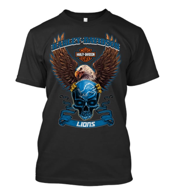 Harley Davidson Motor Cycles Eagle Lions Skull T-Shirt