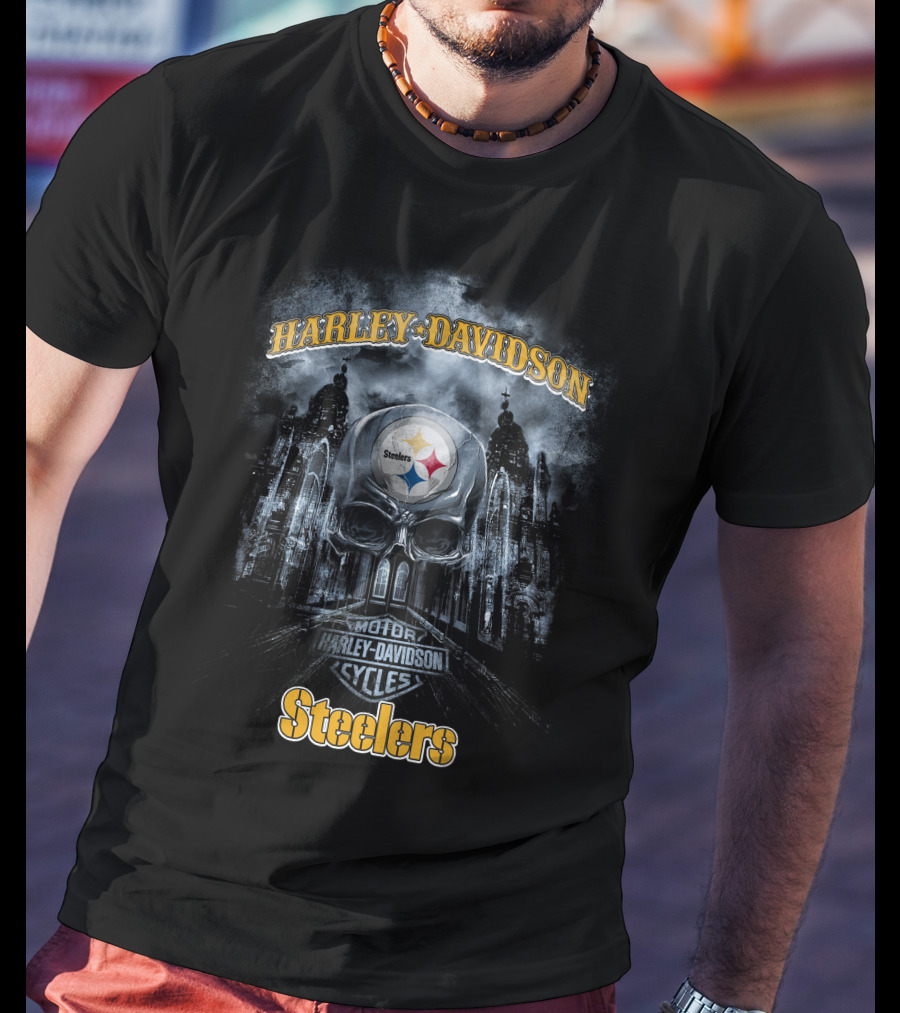 Harley Davidson Motor Cycles Steelers Pittsburgh Nfl T-Shirt