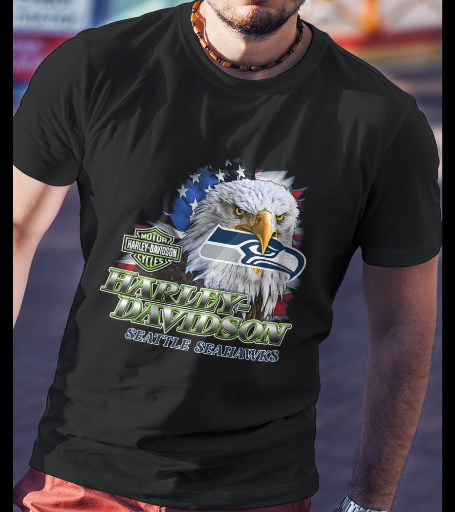Harley Davidson Seattle Seahawks Nfl Eagles T-Shirt