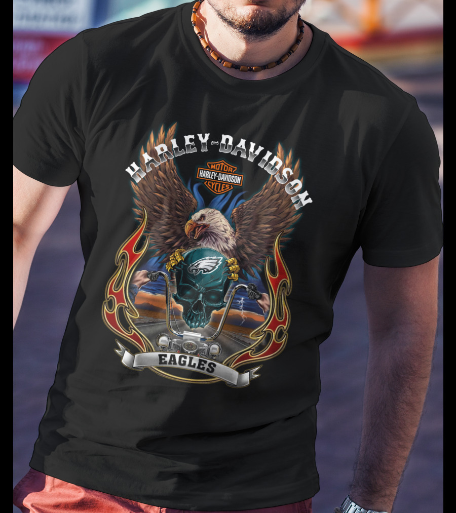 Harley Davidson Motor Cycles Eagles Philadelphia Eagles T-Shirt