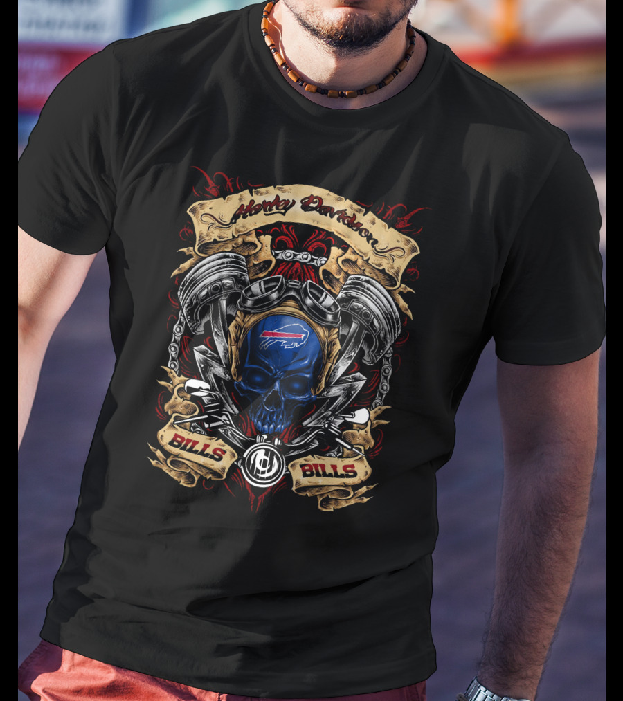 Harley Davidson Buffalo Bills Nfl Bills Skull T-Shirt