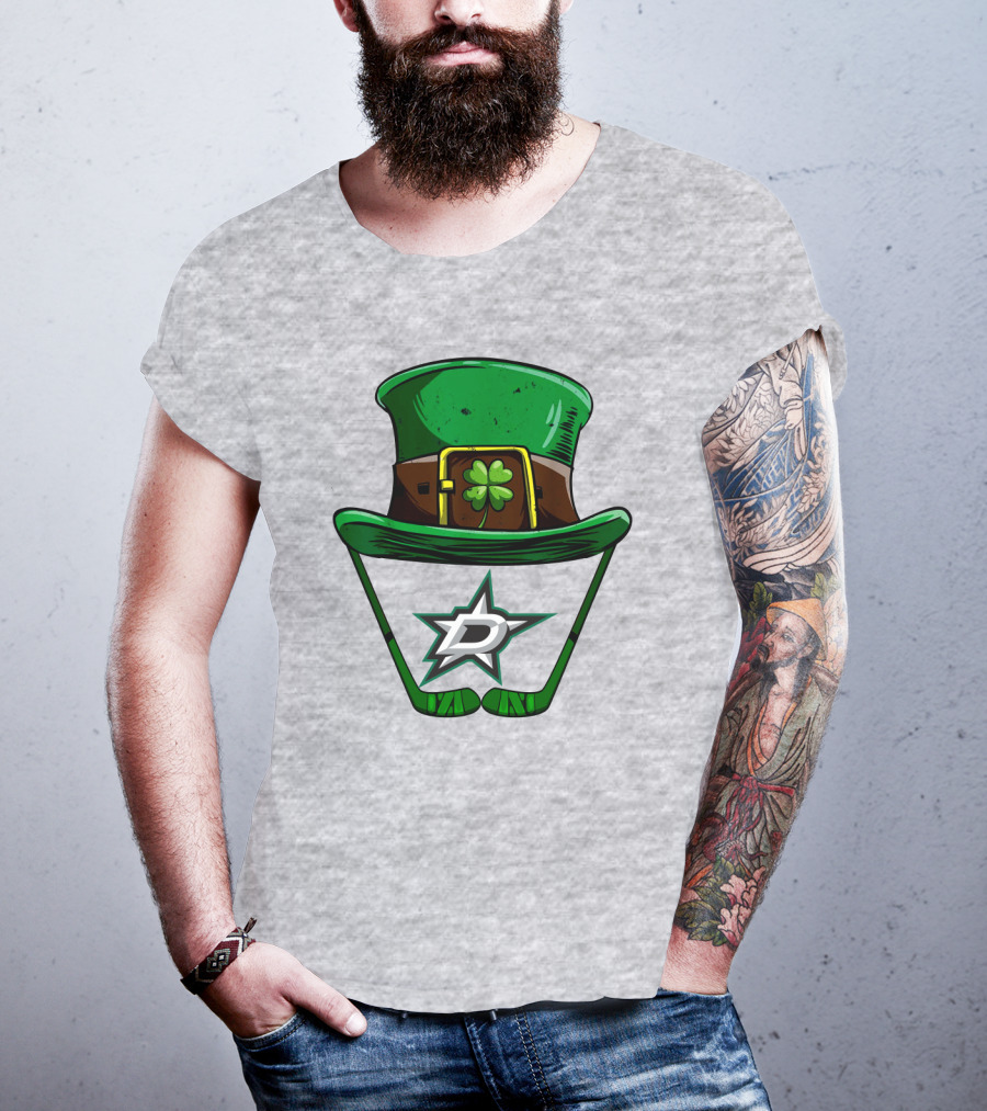 Dallas Stars Clover Hat With Hockey Sticks And Shamrock T-Shirt