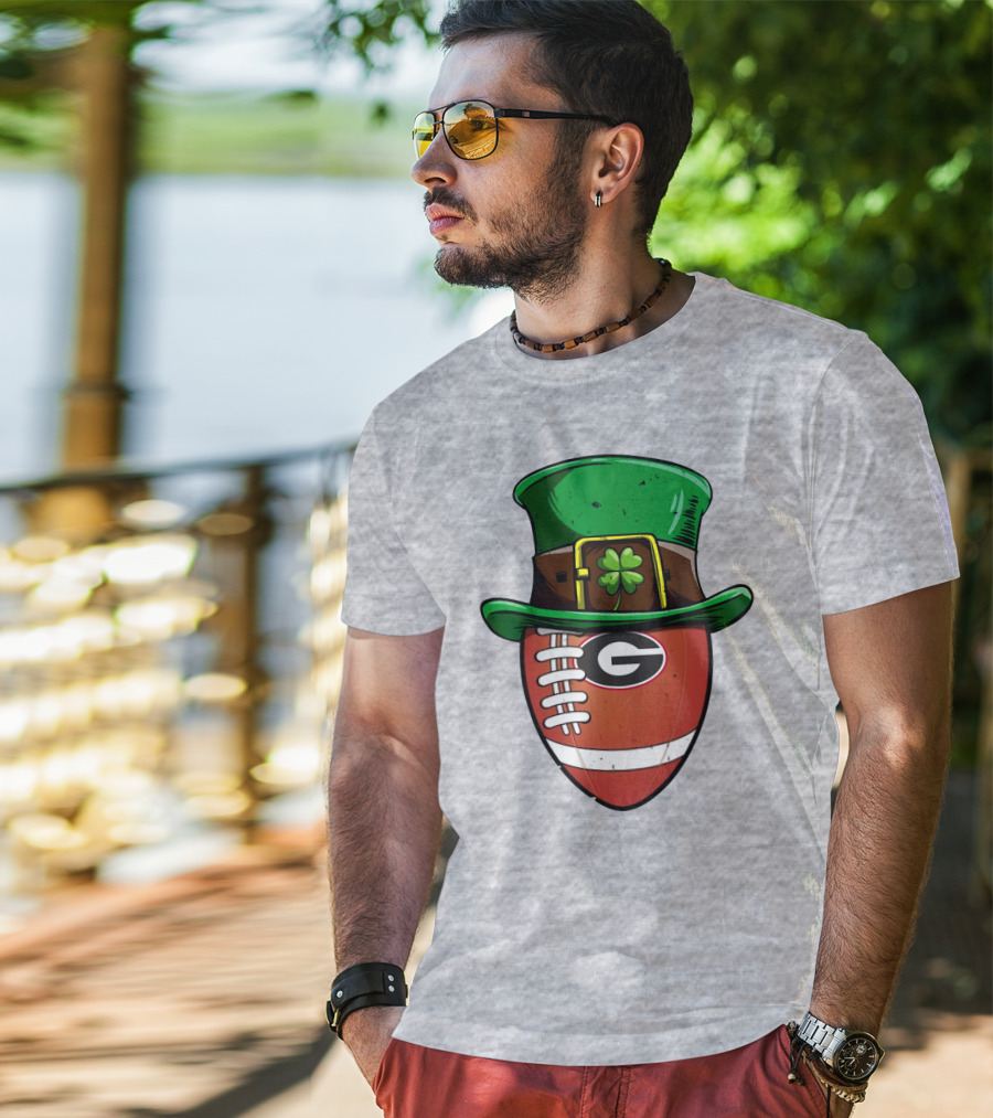 Georgia Bulldogs Football St Patrick's Day Shamrock Hat T-Shirt