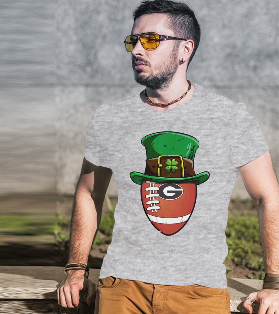 Georgia Bulldogs Football St Patrick's Day Shamrock Hat T-Shirt
