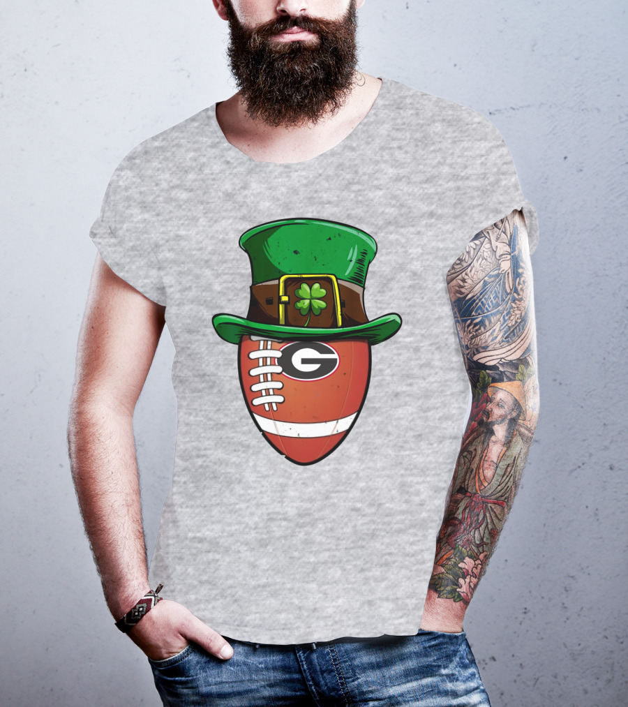 Georgia Bulldogs Football St Patrick's Day Shamrock Hat T-Shirt