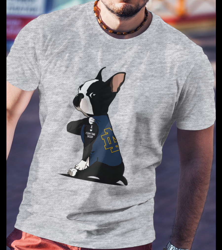 Notre Dame Fighting Irish ND Logo Bulldog I Love Fighting Irish T-Shirt