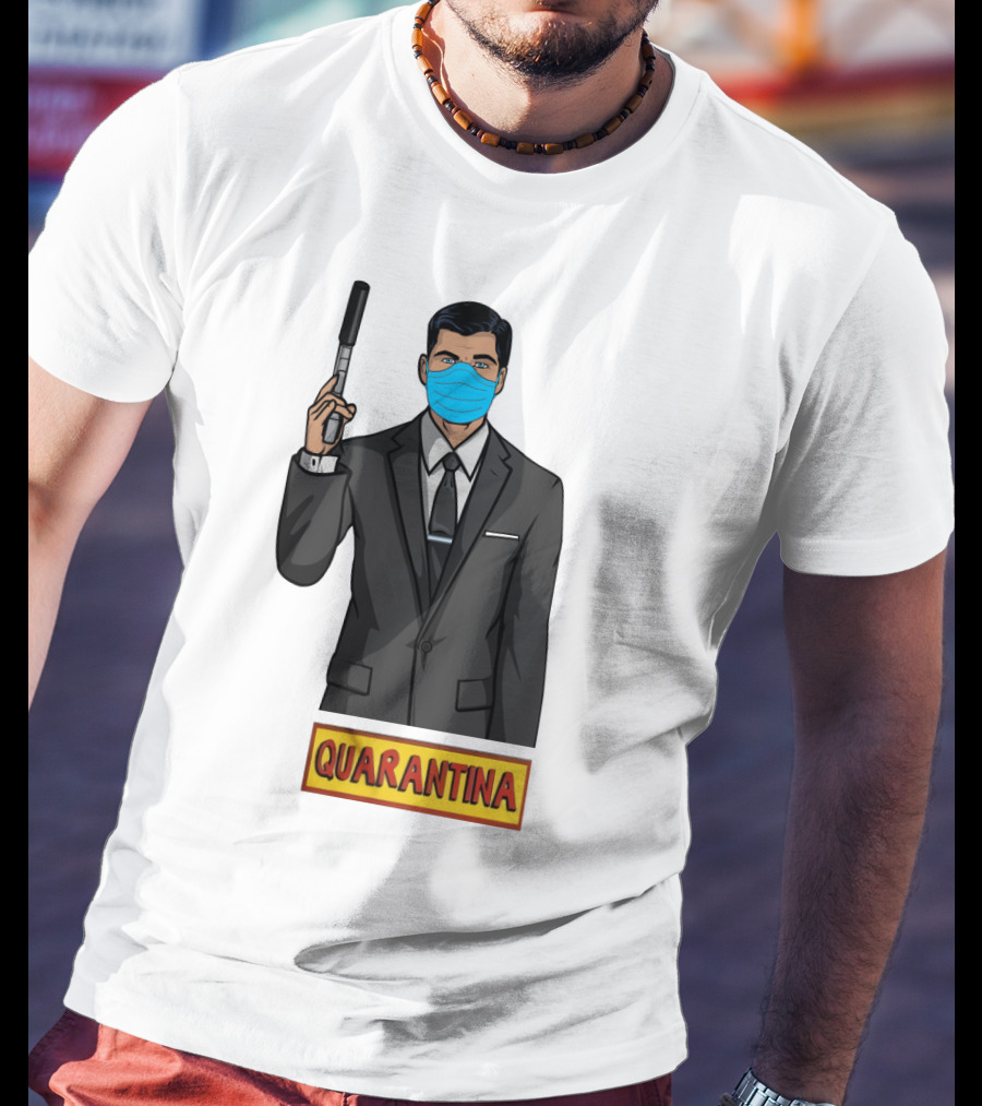 Archer Quarantina Masked Suit Man With Gun T-Shirt