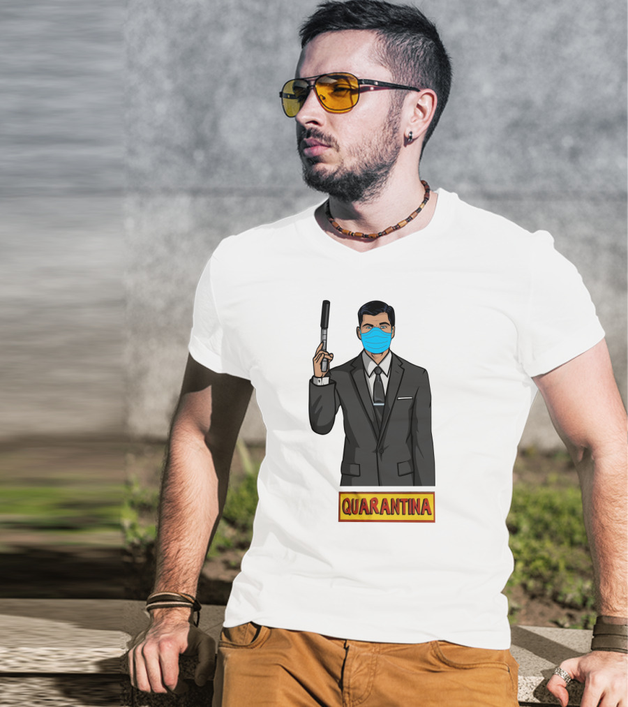 Archer Quarantina Masked Suit Man With Gun T-Shirt