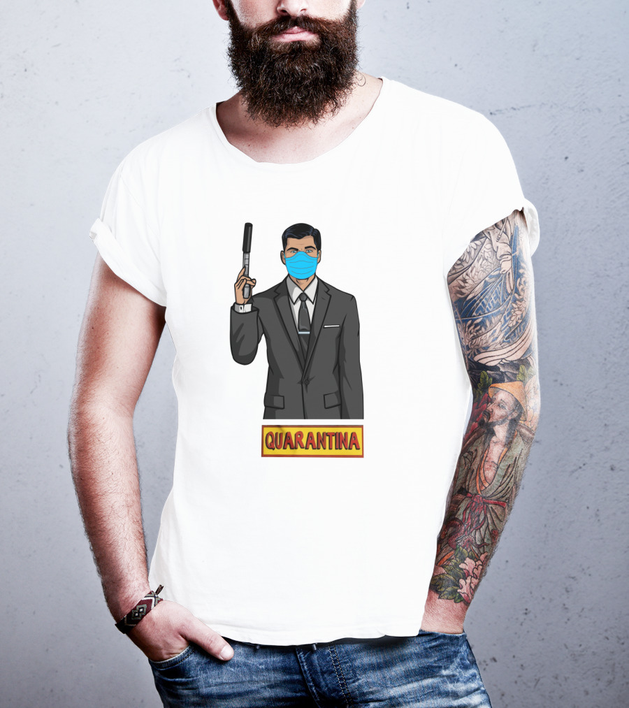 Archer Quarantina Masked Suit Man With Gun T-Shirt