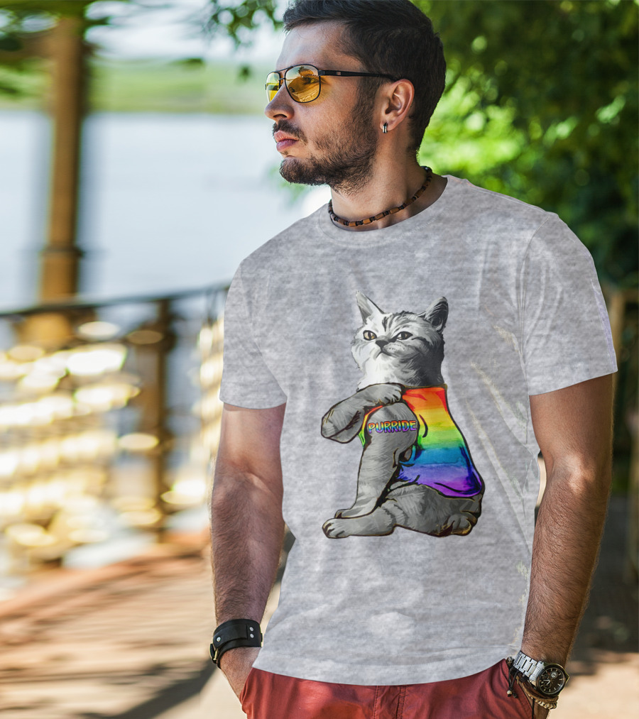 Purride Cat In Rainbow Colors T-Shirt