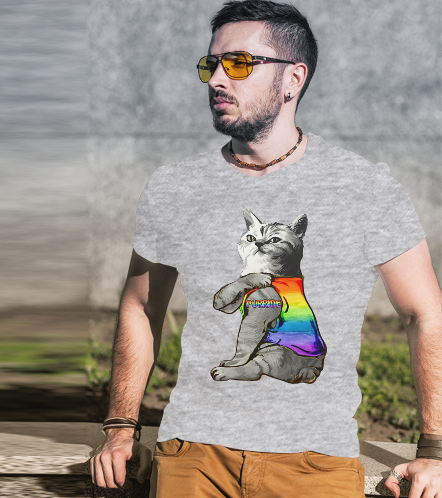 Purride Cat In Rainbow Colors T-Shirt