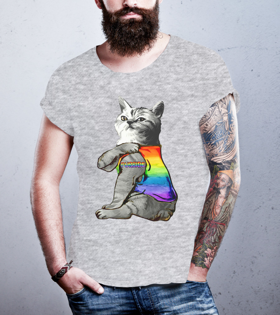 Purride Cat In Rainbow Colors T-Shirt