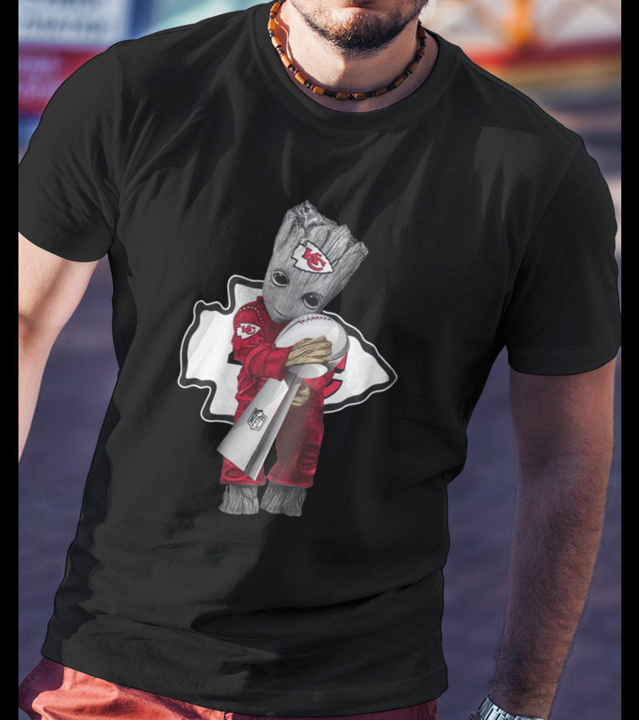 New Released Kansas City Chiefs Groot Hugging NFL Trophy Available For A Limited Time T-Shirt