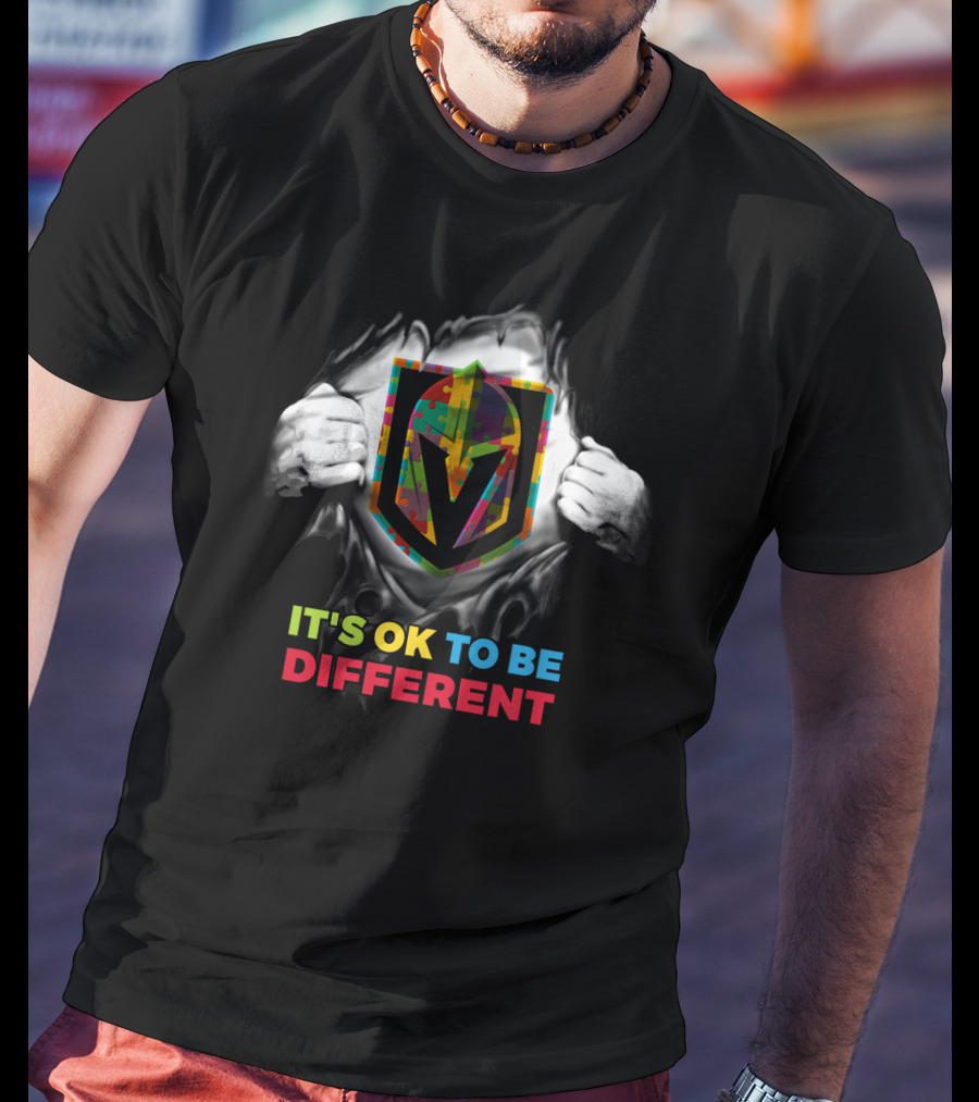 It's Ok To Be Different Autism Puzzle Vegas Golden Knights T-Shirt