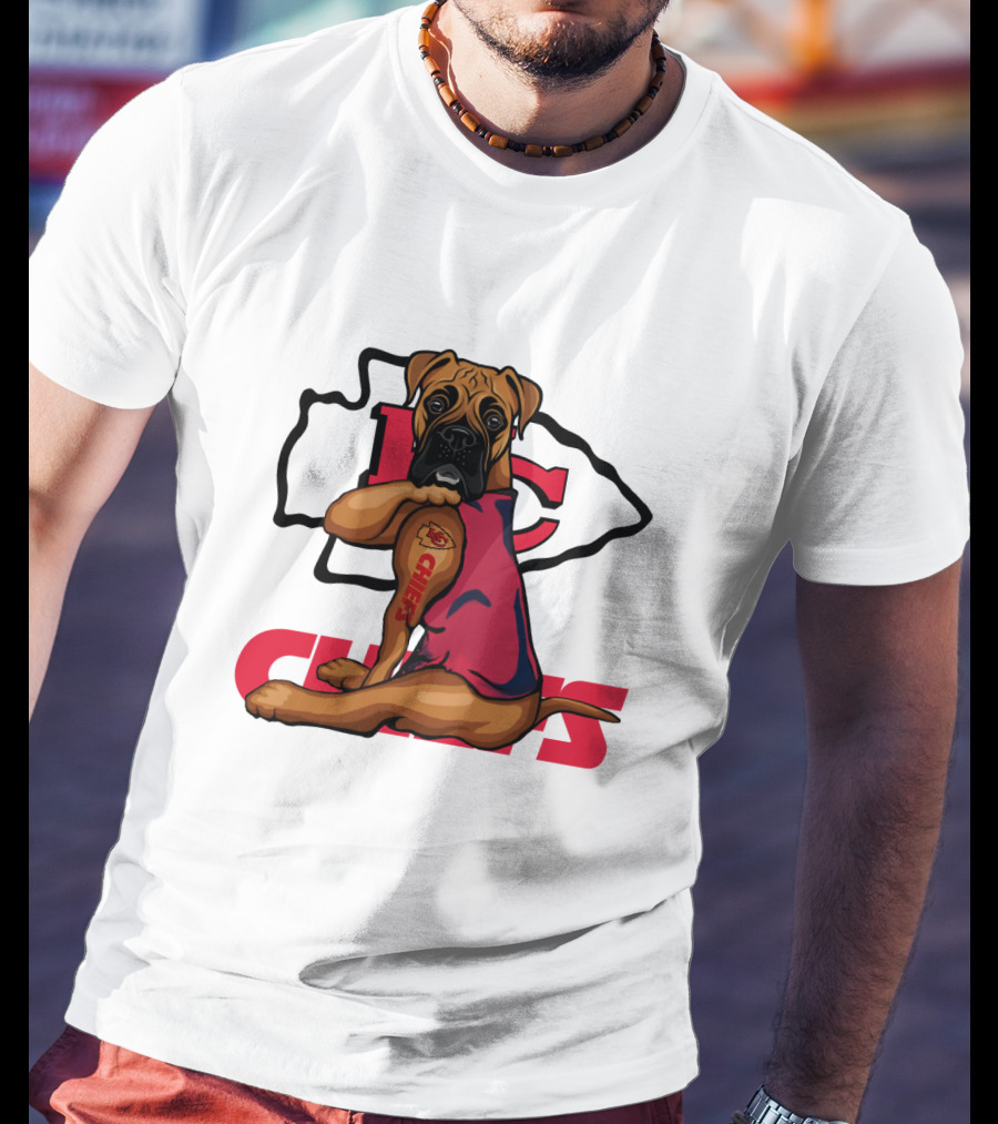Boxer Chiefs KC Chiefs Tattoo Football Dog T-Shirt