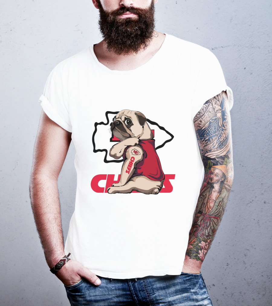 Pug Chiefs Kansas City Logo Tattoo Red Jersey T-Shirt