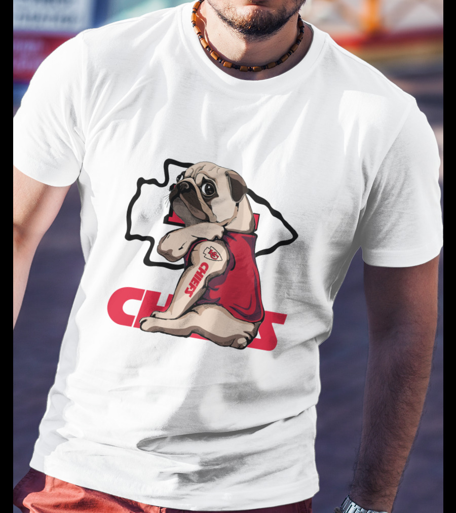 Kansas City Chiefs Pug Tattoo Fan Nfl Football T-Shirt