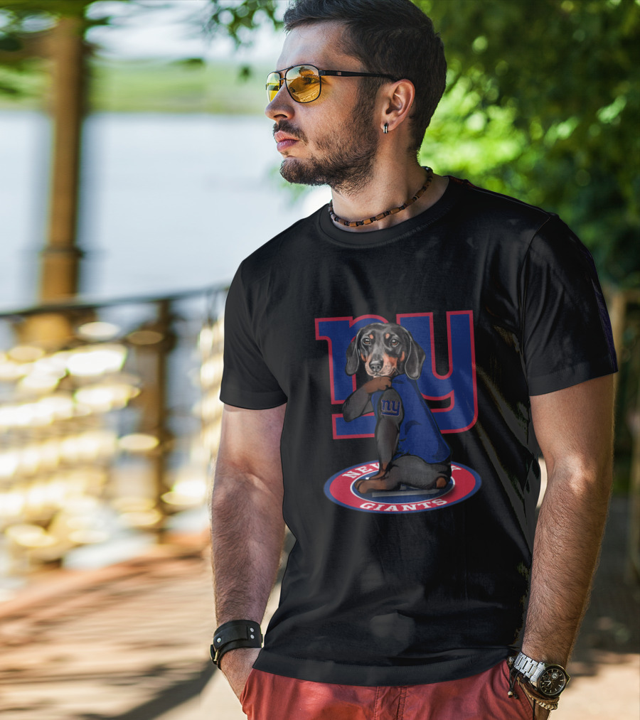 New York Giants Dachshund Ny Giants Sports Fan Football Canine T-Shirt