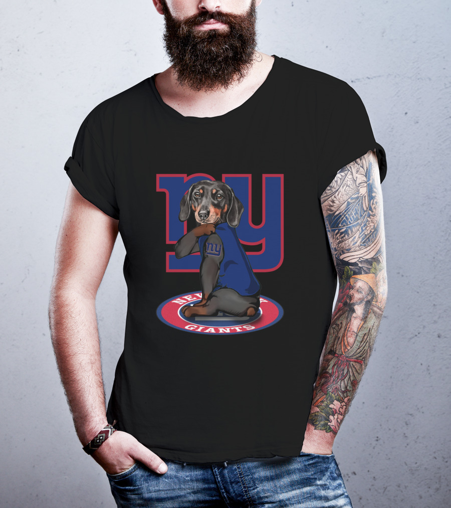 New York Giants Dachshund Ny Giants Sports Fan Football Canine T-Shirt