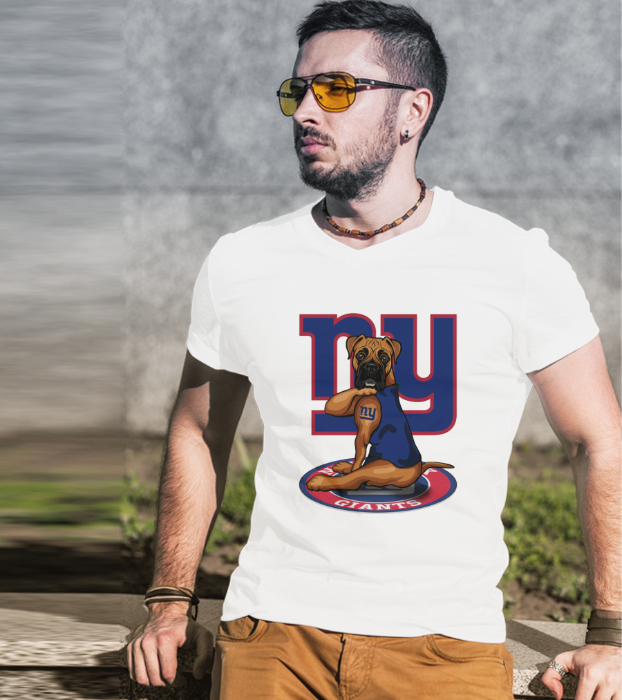 NY Giants Boxer Dog T-Shirt