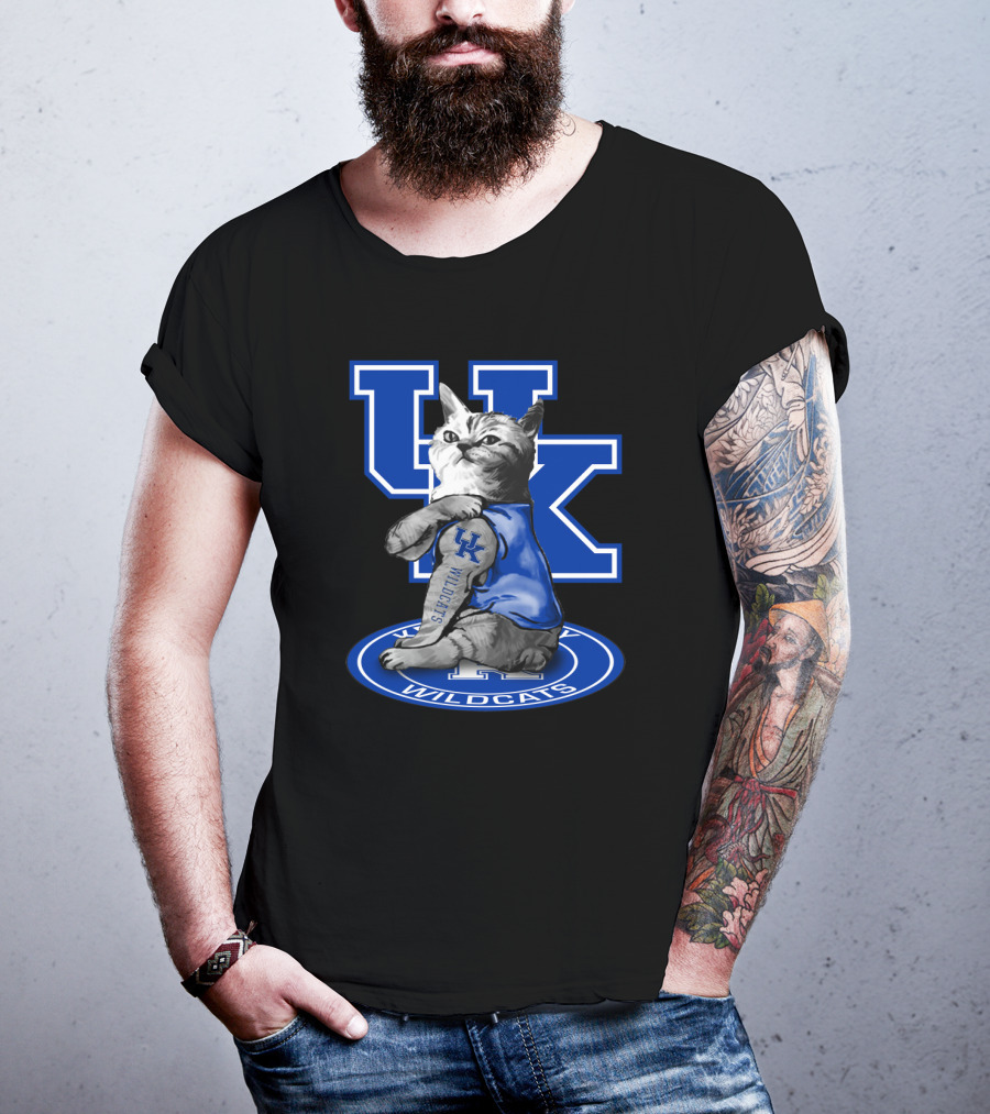 Uk Wildcats Cat Mascot With Letterman T-Shirt