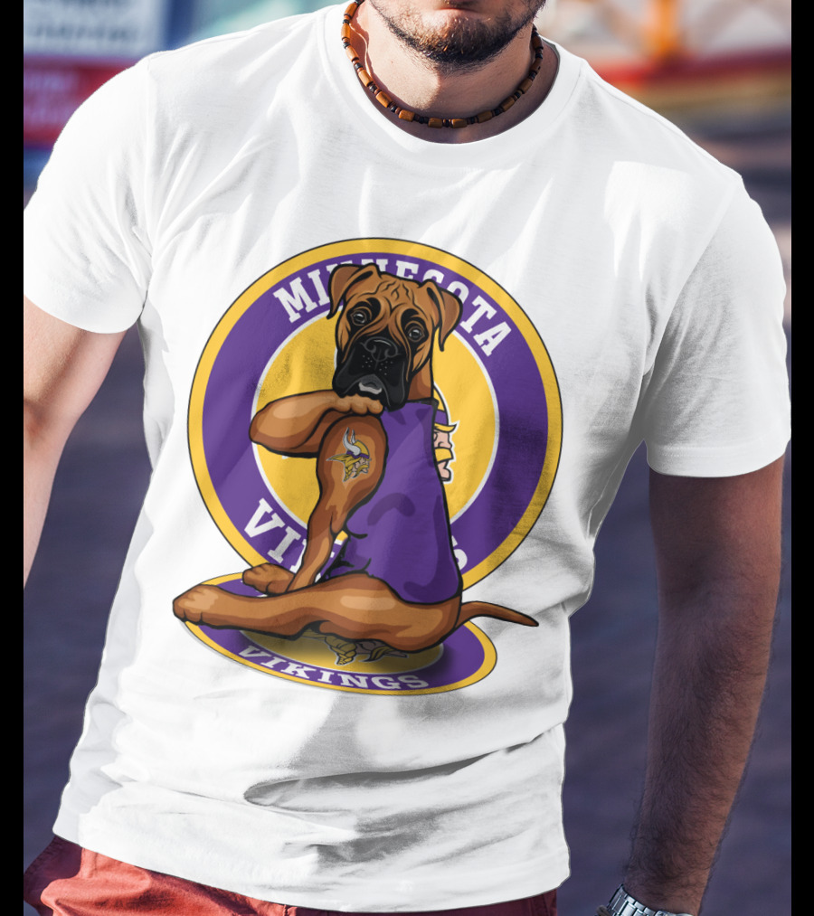 Minnesota Vikings Boxer Dog Tattoo T-Shirt