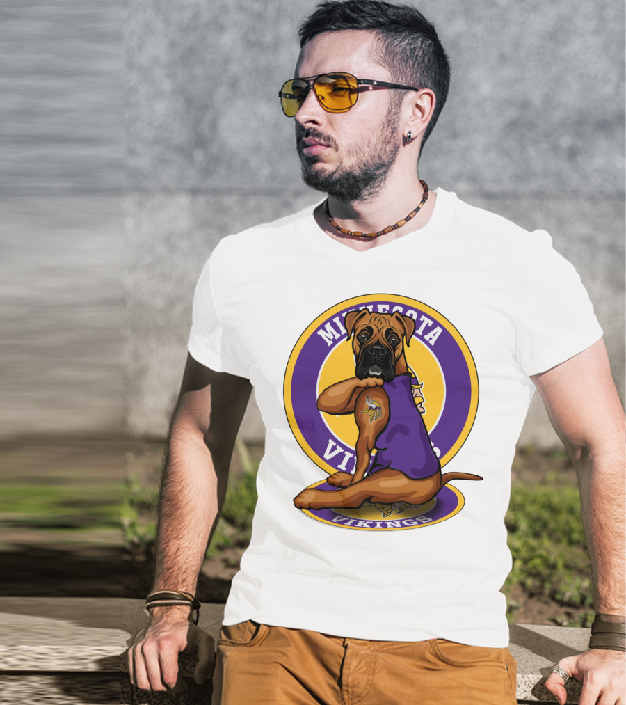 Minnesota Vikings Boxer Dog Tattoo T-Shirt