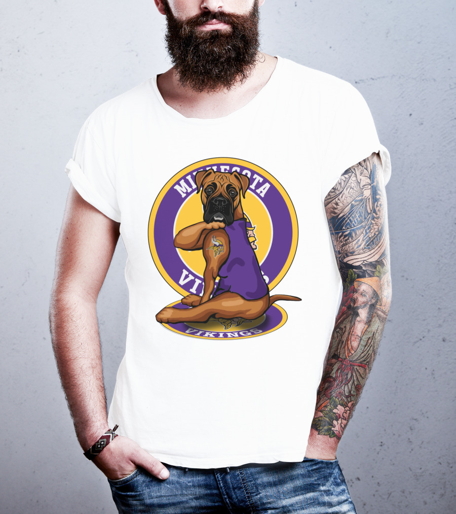 Minnesota Vikings Boxer Dog Tattoo T-Shirt