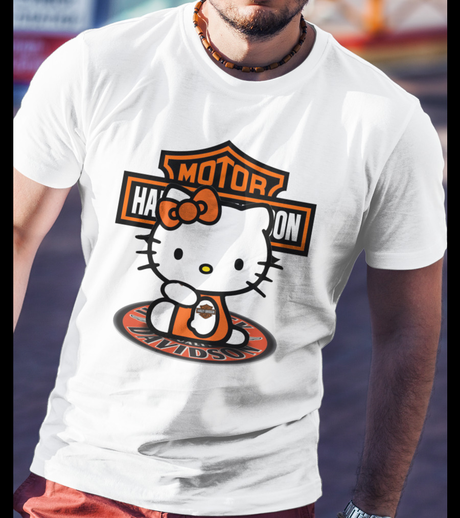Harley Davidson Hello Kitty Motorcycles Logo Collaboration T-Shirt