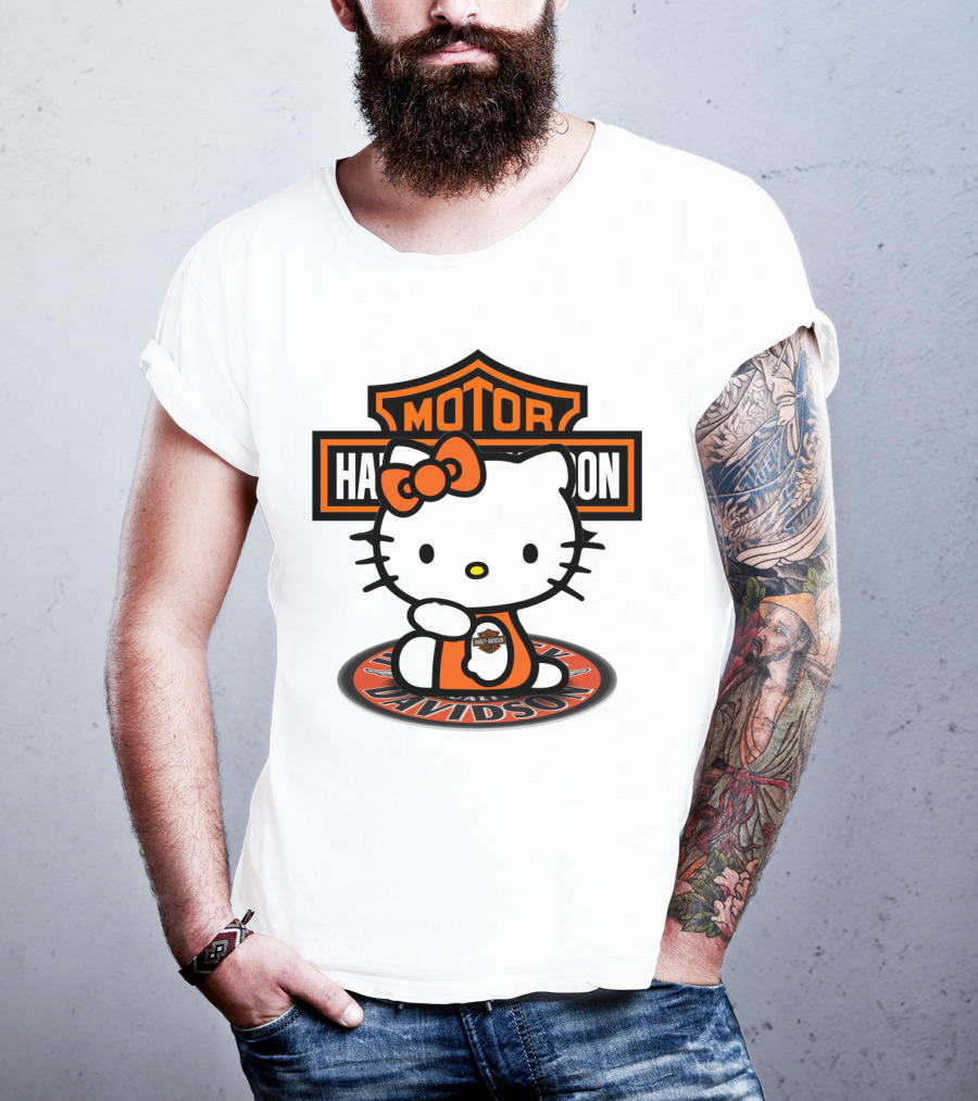 Harley Davidson Hello Kitty Motorcycles Logo Collaboration T-Shirt