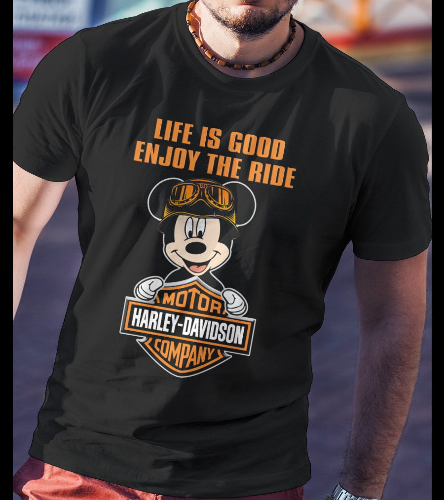 Life Is Good Enjoy The Ride Harley Davidson Mickey Mouse Motor Company T-Shirt