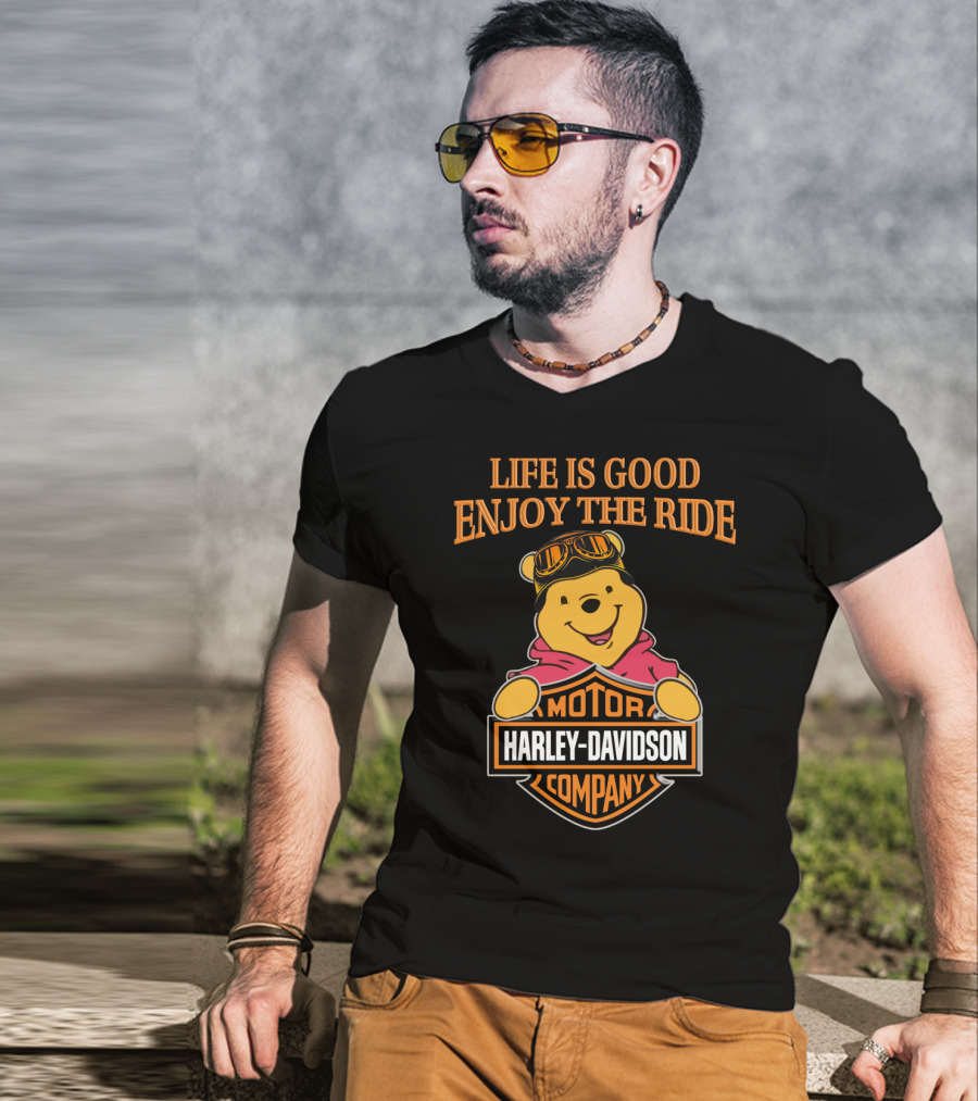 Life Is Good Enjoy The Ride Pooh Harley Davidson Motor Company T-Shirt