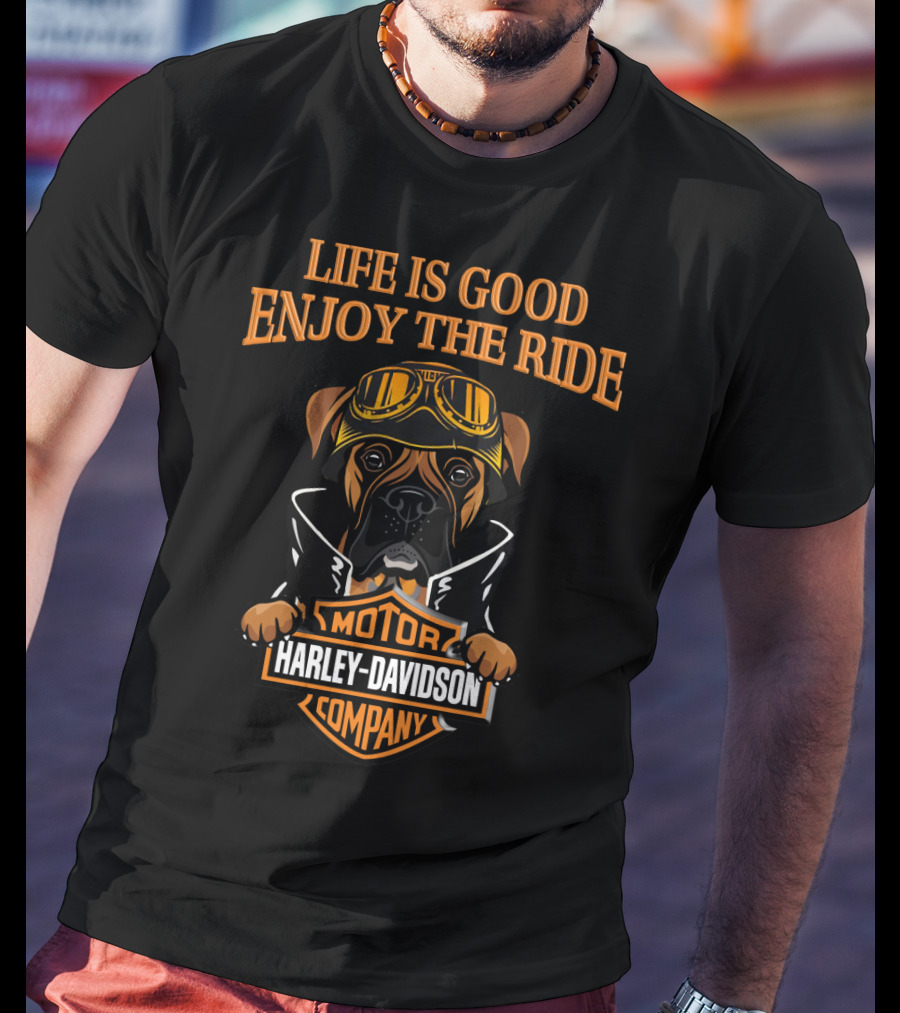 Life Is Good Enjoy The Ride Harley Davidson Boxer Motor Company T-Shirt