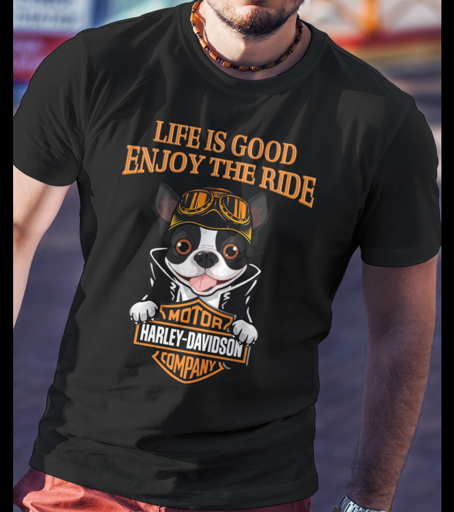Life Is Good Enjoy The Ride Motor Harley Davidson Company Boston T-Shirt
