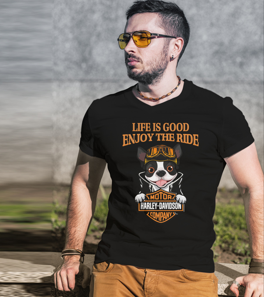 Life Is Good Enjoy The Ride Motor Harley Davidson Company Boston T-Shirt