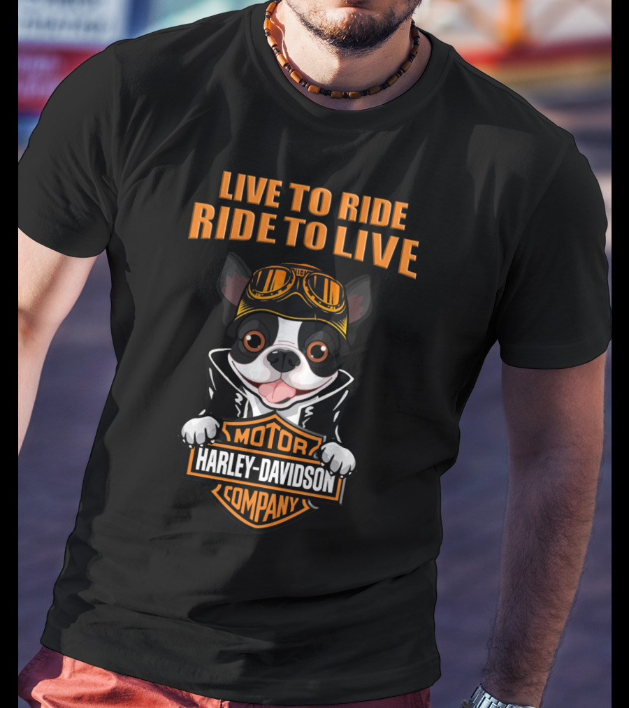 Live To Ride Ride To Live Motor Harley Davidson Company Dog With Goggles T-Shirt