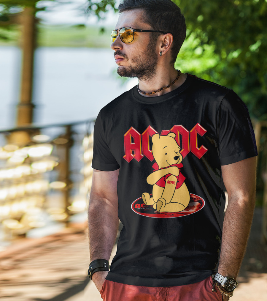 Acdc Pooh Bear Red Logo Crossover T-Shirt