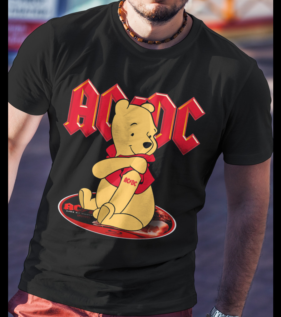 Acdc Pooh Bear Red Logo Crossover T-Shirt