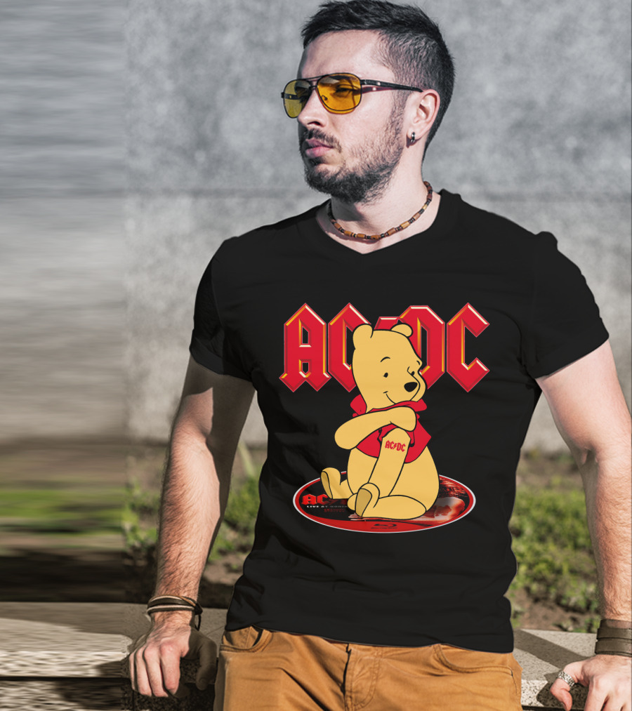 Acdc Pooh Bear Red Logo Crossover T-Shirt