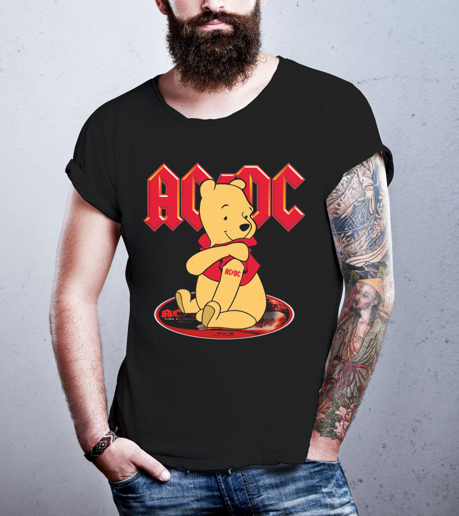 Acdc Pooh Bear Red Logo Crossover T-Shirt
