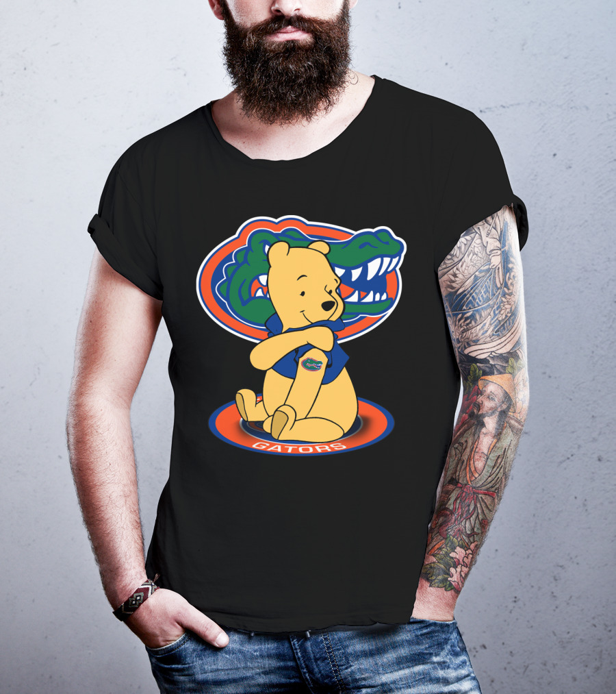 Pooh Wearing Florida Gators Blue Shirt With Gators Logo And Florida Gators Mascot T-Shirt