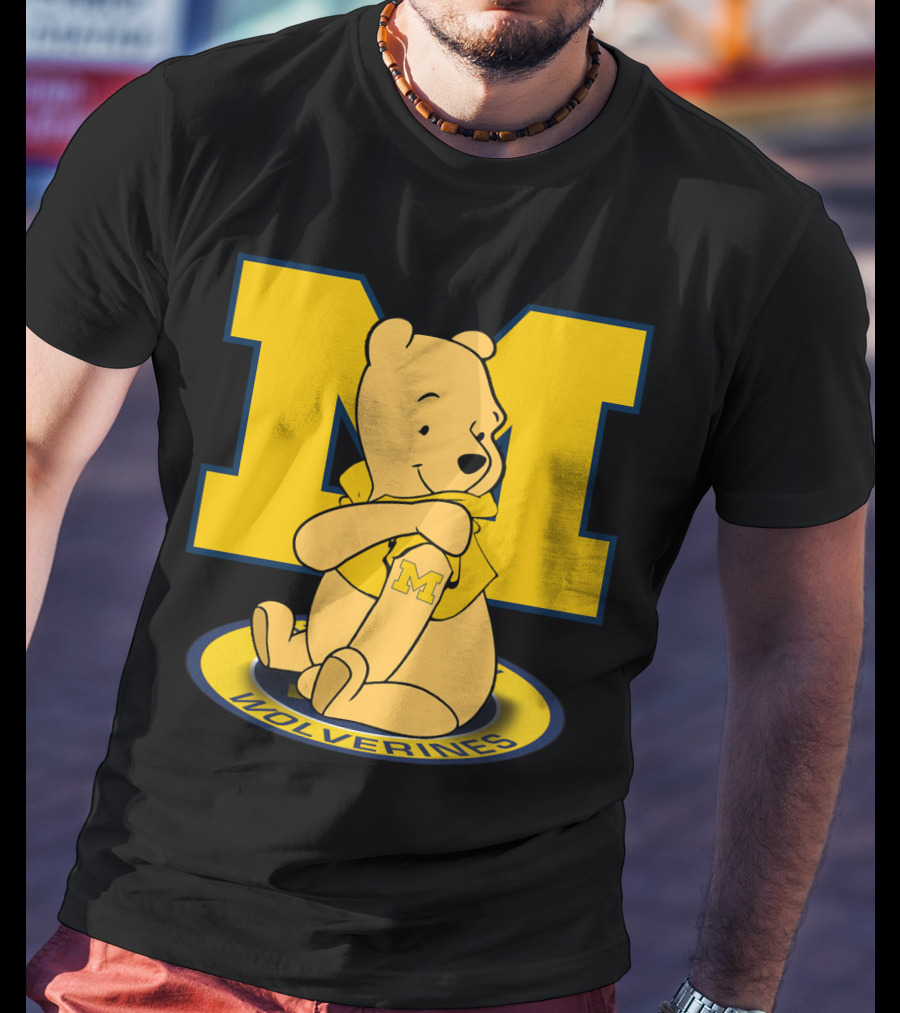 Pooh Bear Michigan Wolverines M Logo T-Shirt