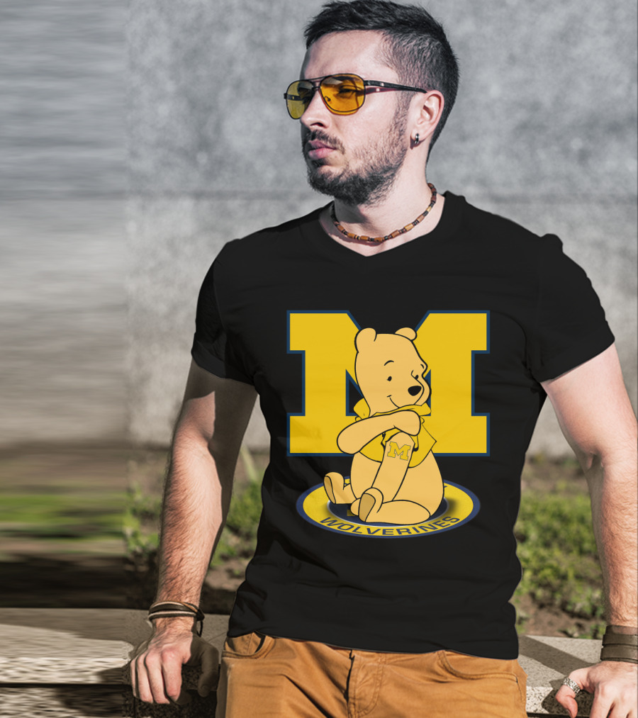 Pooh Bear Michigan Wolverines M Logo T-Shirt