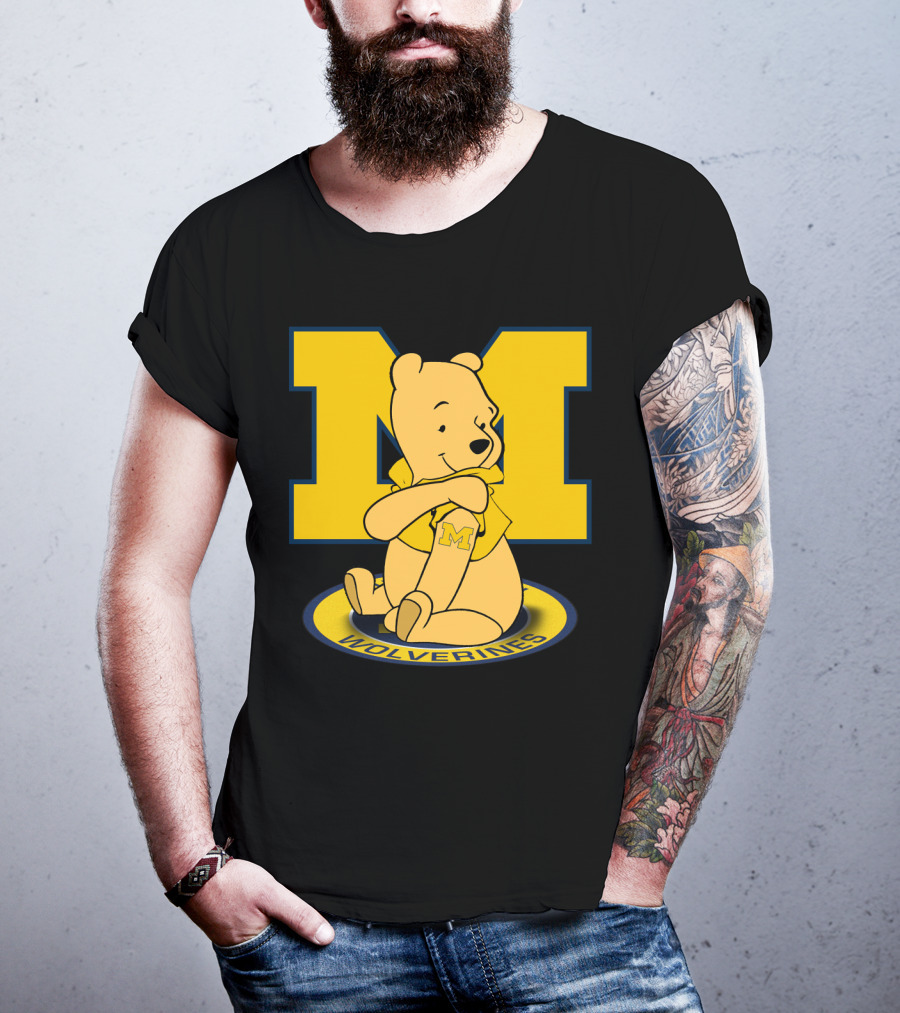 Pooh Bear Michigan Wolverines M Logo T-Shirt