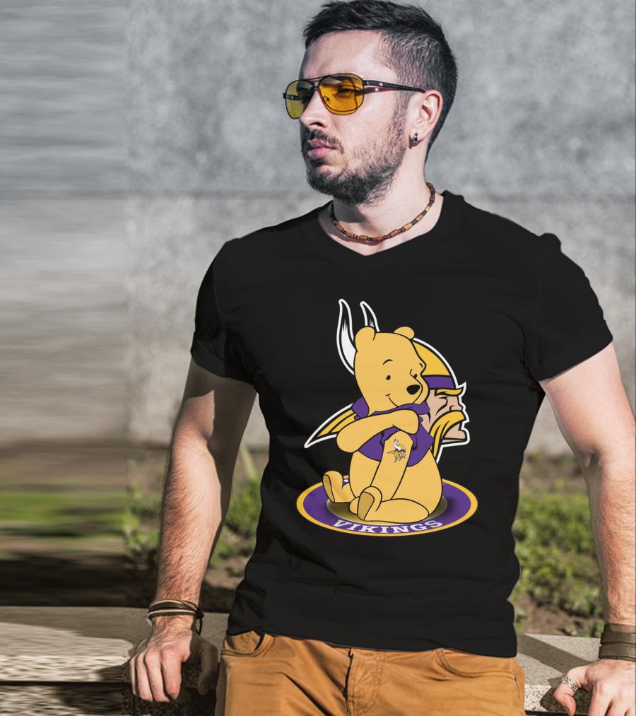 Vikings Pooh Bear Crossover Minnesota Football Fan T-Shirt