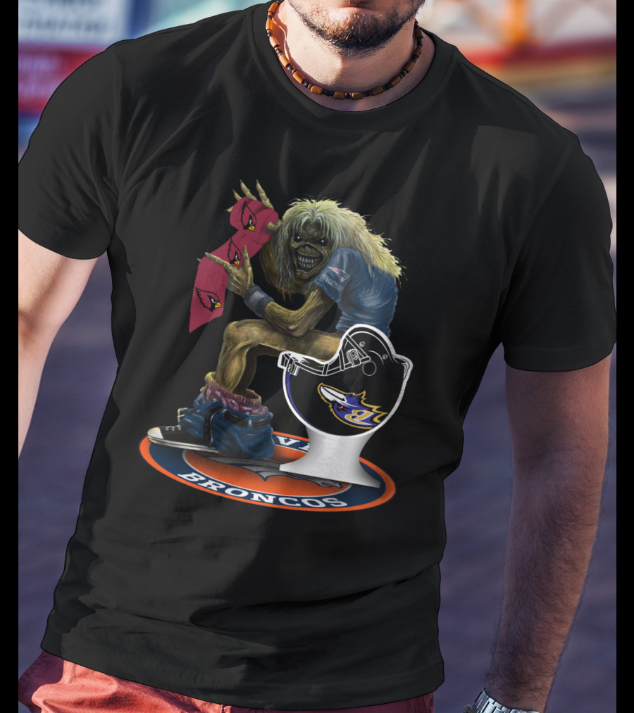 Broncos And Cardinals Crossover With Iconic Metal Mascot T-Shirt