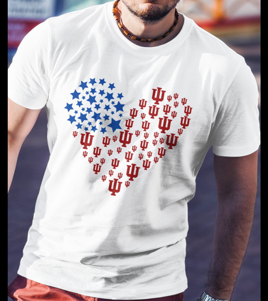 Heartflag Indiana University Stars And Iu Logo Ncaa T-Shirt