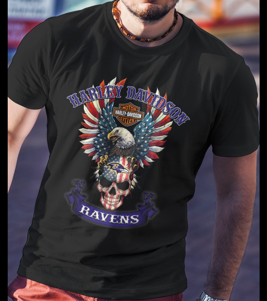 Harley Davidson Motor Cycles Ravens T-Shirt